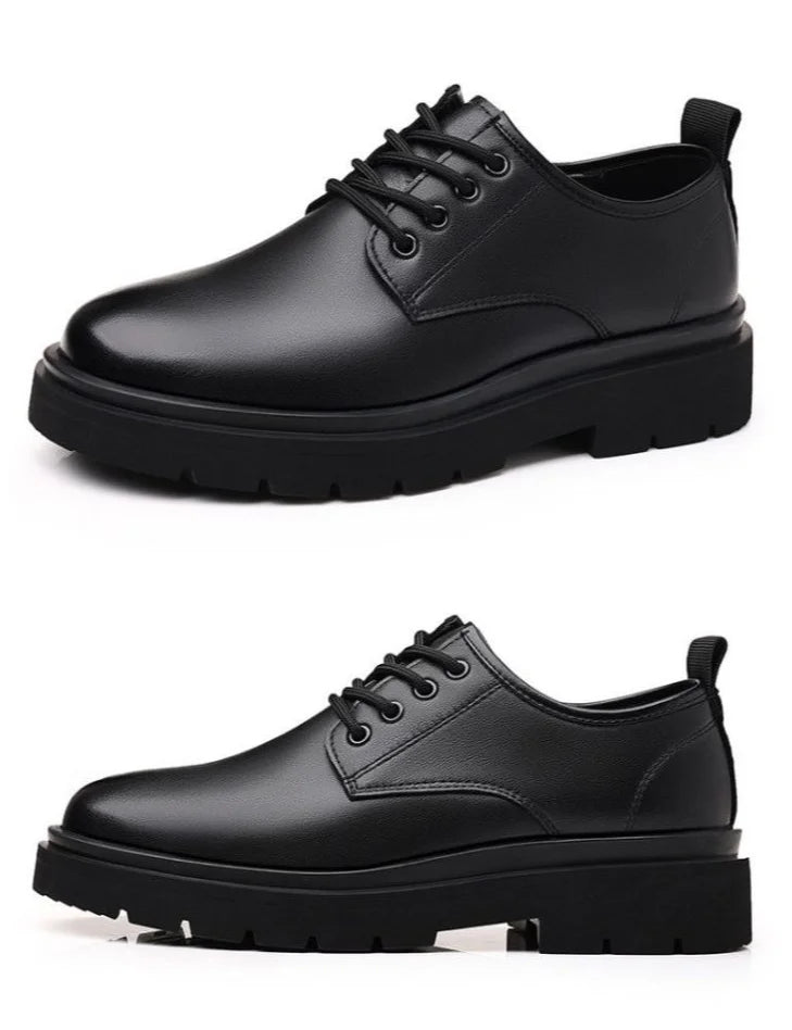 Leather Casual Round Toe Social Shoe Male Black Men's Formal Shoes Business Cheap Clearance Liquidation Clothing 2025 Trend 39