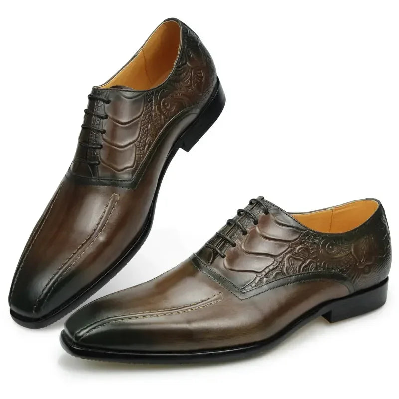 High Quality Genuine Leather Shoe Men Fashion Shoes Oxford Shoes Luxury Men Lace Up Formal Party Business Dress Banquet Shoes