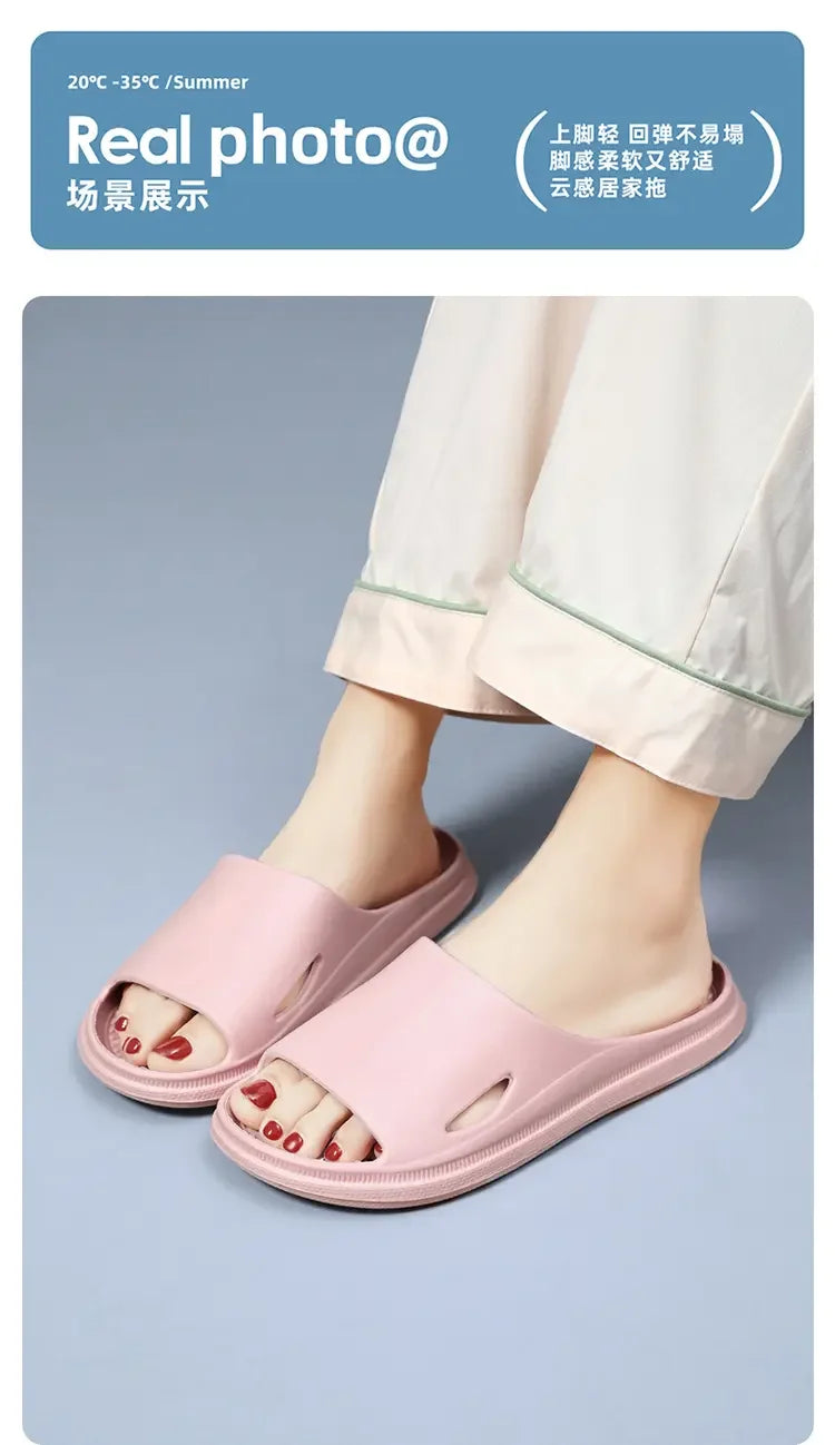 Women Men Sliders Cloud Slippers Non-Slip EVA Slippers Flip Flops with 1.6 inch Soft Thick Sole for Shower Bathroom Pool Beach