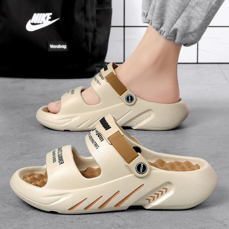 Massage Men Slippers Summer Breathable EVA Slippers Dual Purpose Sandals For Men Lightweigh Sumer Shoes For Men Plus Size 39-48