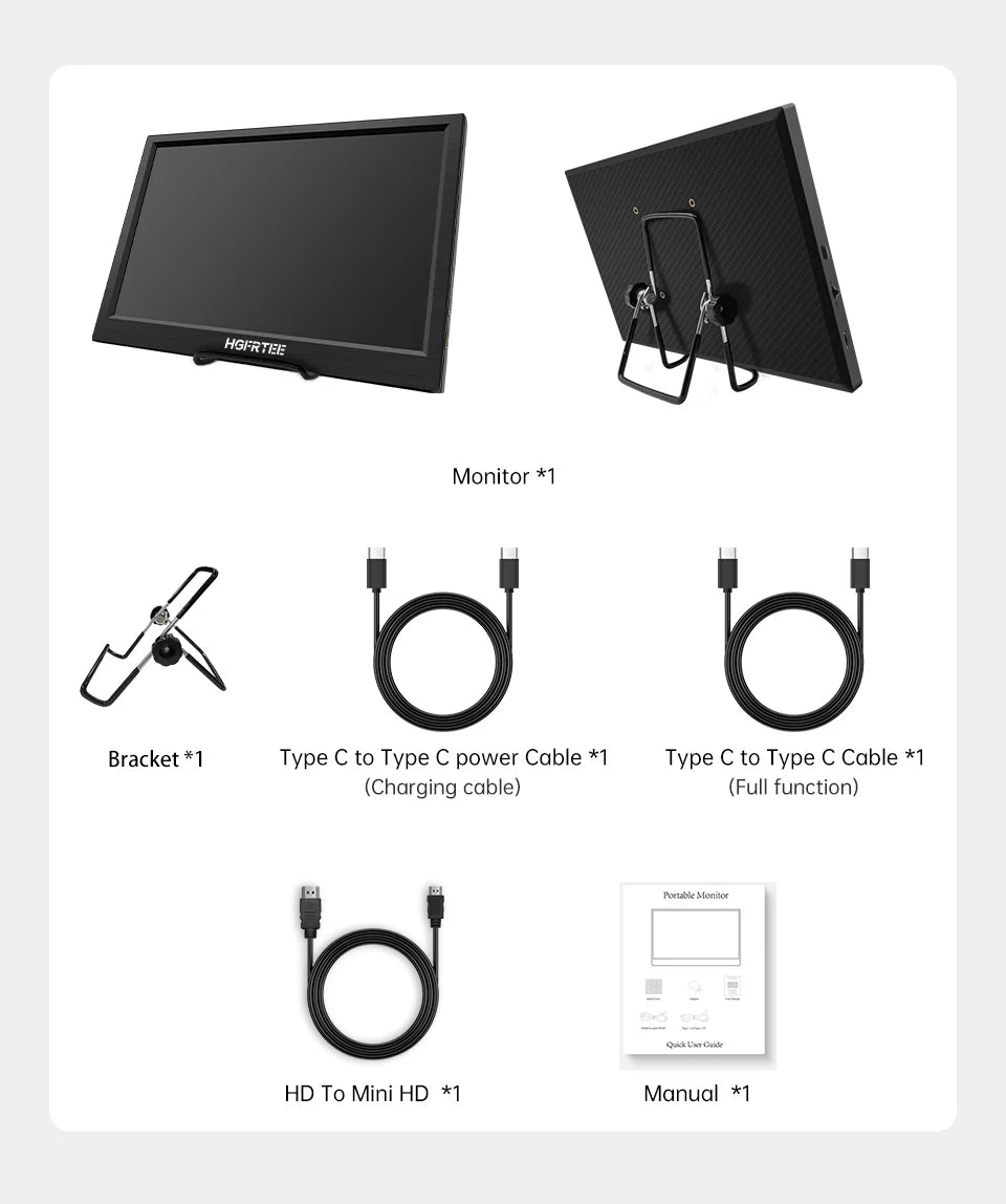 HGFRTEE 11.6 inch Portable Monitor 768P  Display Laptop Screen Second Game Extension Monitor for Switch/PS4/Xbox/Raspberry Pi