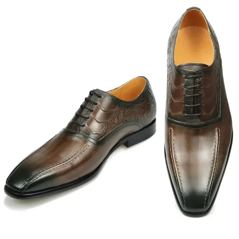 High Quality Genuine Leather Shoe Men Fashion Shoes Oxford Shoes Luxury Men Lace Up Formal Party Business Dress Banquet Shoes