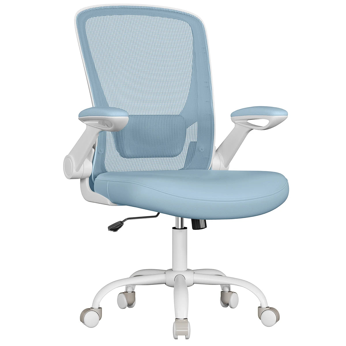 SONGMICS Office Chair, Mesh Desk Chair, Ergonomic Computer Chair, Lumbar Support, Rocking, Seat Width 53 cm, Flip-Up Armrests