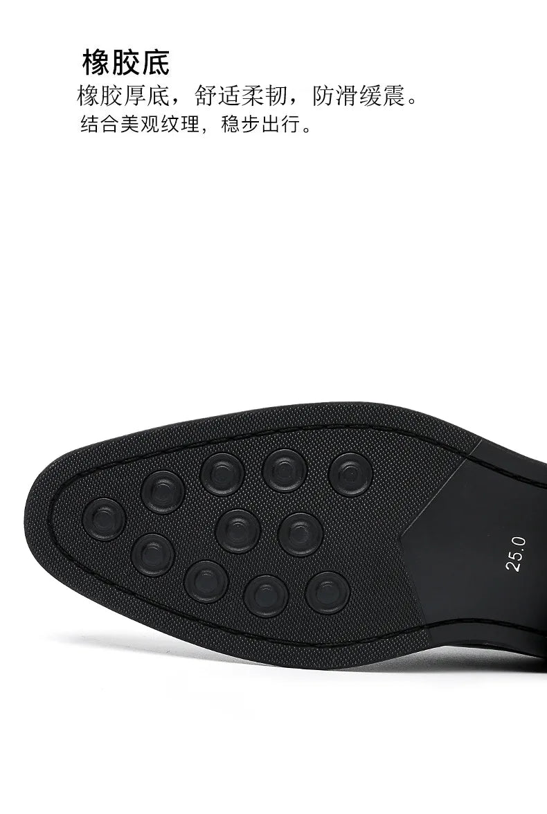 Man Genuine Leather Shoes Rubber Sole Man Business Office Male Dress Leather Wedding Party Shoes Plus 48 Men Italian Shoe