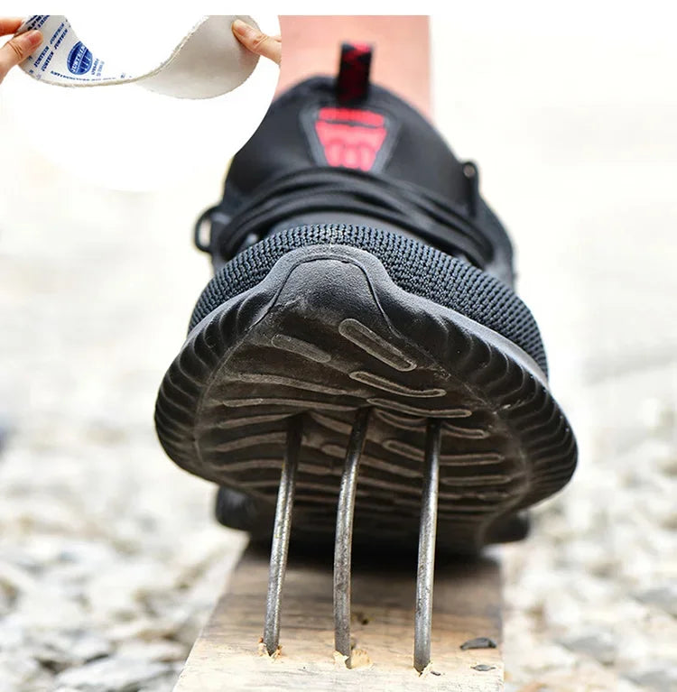 Flying woven shoes men's steel toe cap work safety shoes men's boot camouflage work shoes
