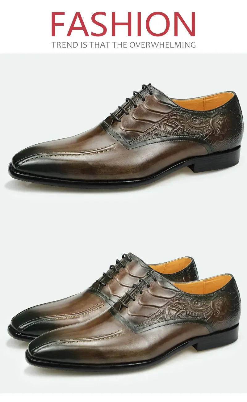 High Quality Genuine Leather Shoe Men Fashion Shoes Oxford Shoes Luxury Men Lace Up Formal Party Business Dress Banquet Shoes
