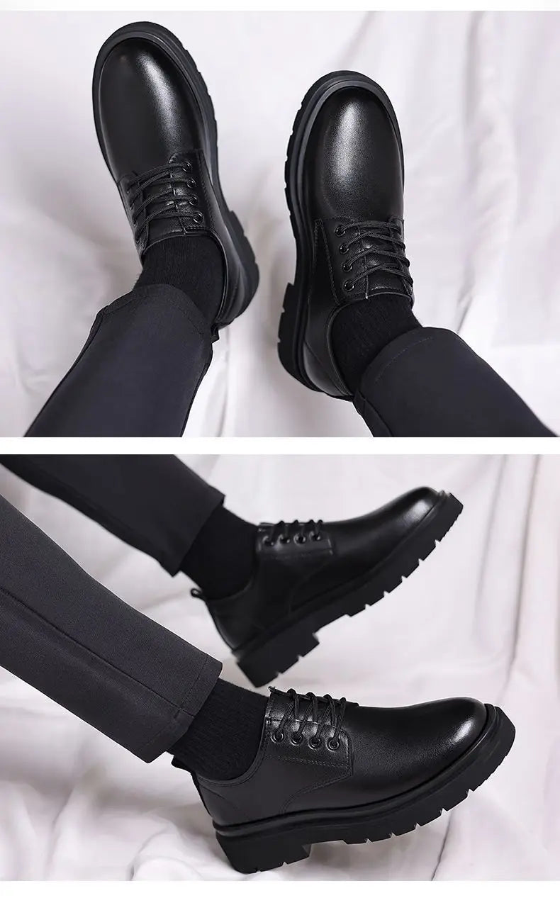 Leather Casual Round Toe Social Shoe Male Black Men's Formal Shoes Business Cheap Clearance Liquidation Clothing 2025 Trend 39