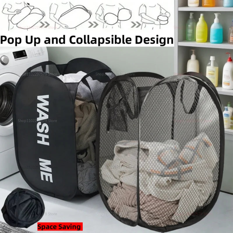 Household Storage Baskets Breathable Collapsible Mesh Pop Up Laundry Baskets Laundry Room Necessary Storage Clothes Organizers
