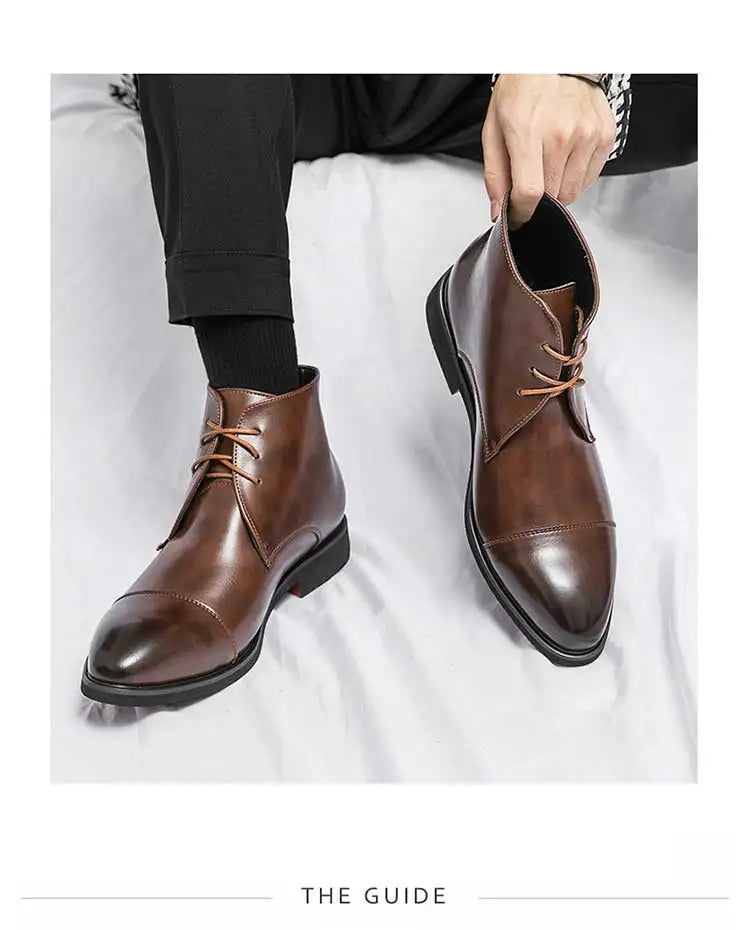 Men Boots Red Sole Handmade Solid Color Lace Up Classic Business Ankle Boots for Men Free Shipping Fashion Mens Shoes