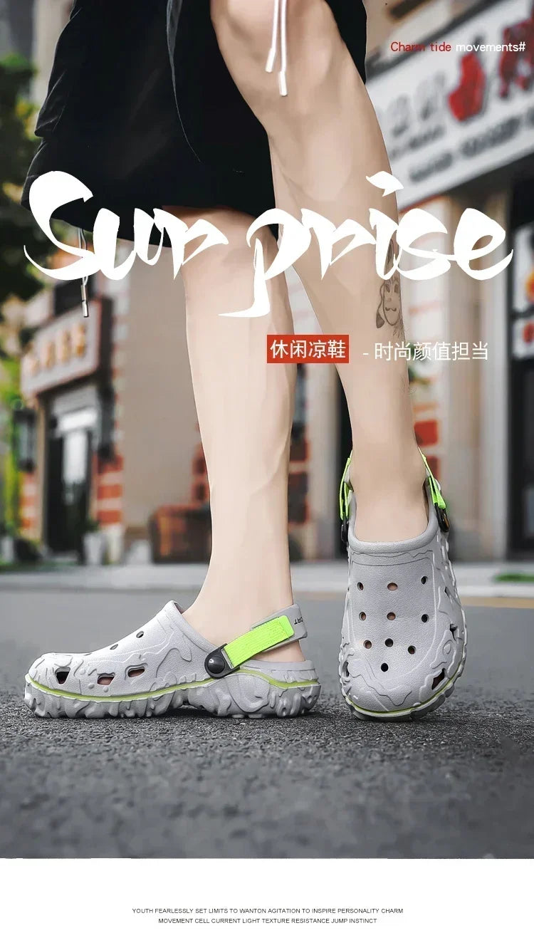 Big Size 47 Summer Men Slippers Fashion Outdoor Garden Clogs Men Hole Shoes Casual Shoes Water Shoes Comfort Home Soft Slippers