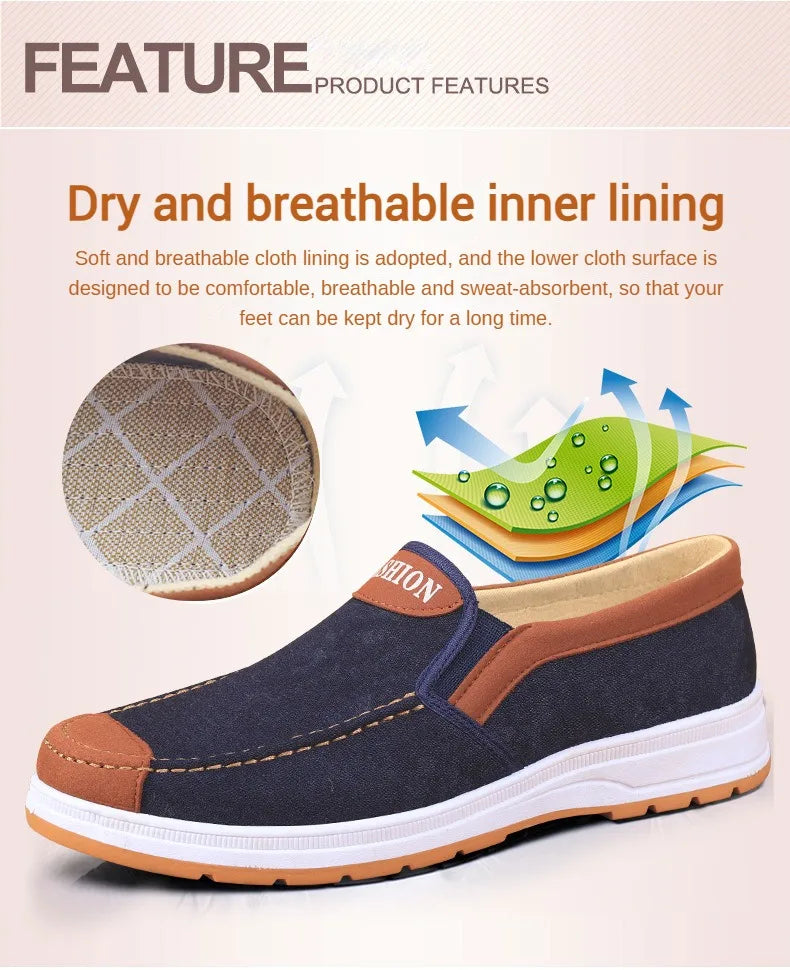 Men's casual board shoes, old Beijing cloth shoes, breathable, comfortable, and non slip canvas shoes, men's work shoes
