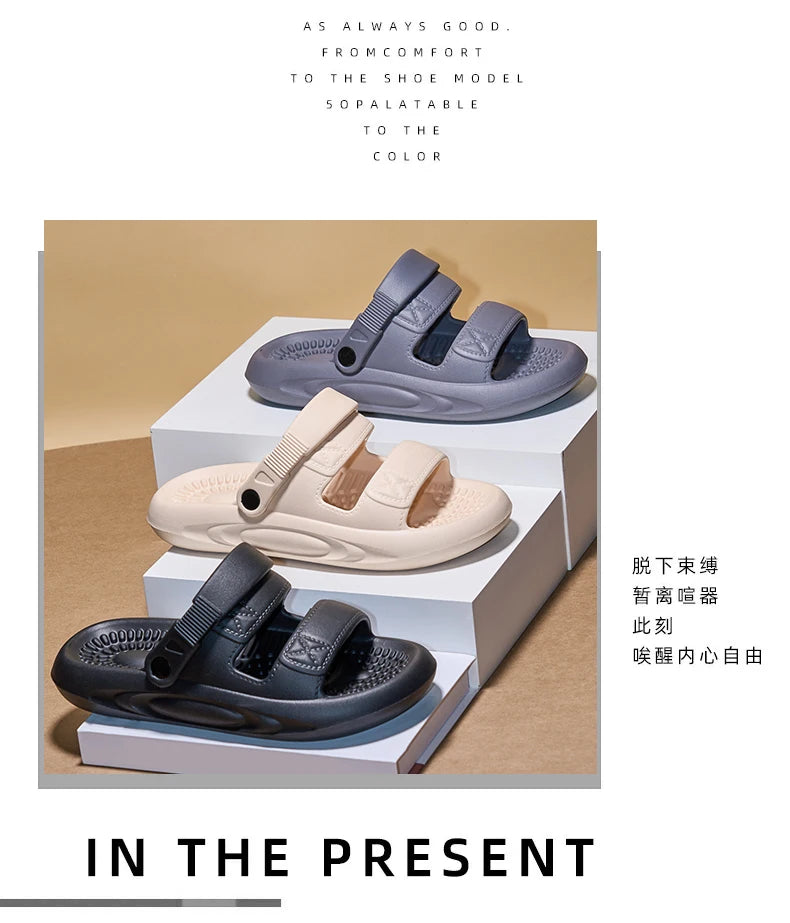 Men's Summer Soft Sole Comfortable Casual Sandals Fashion Simple Lightweight Slippers Outdoor Anti slip Waterproof Beach Shoes