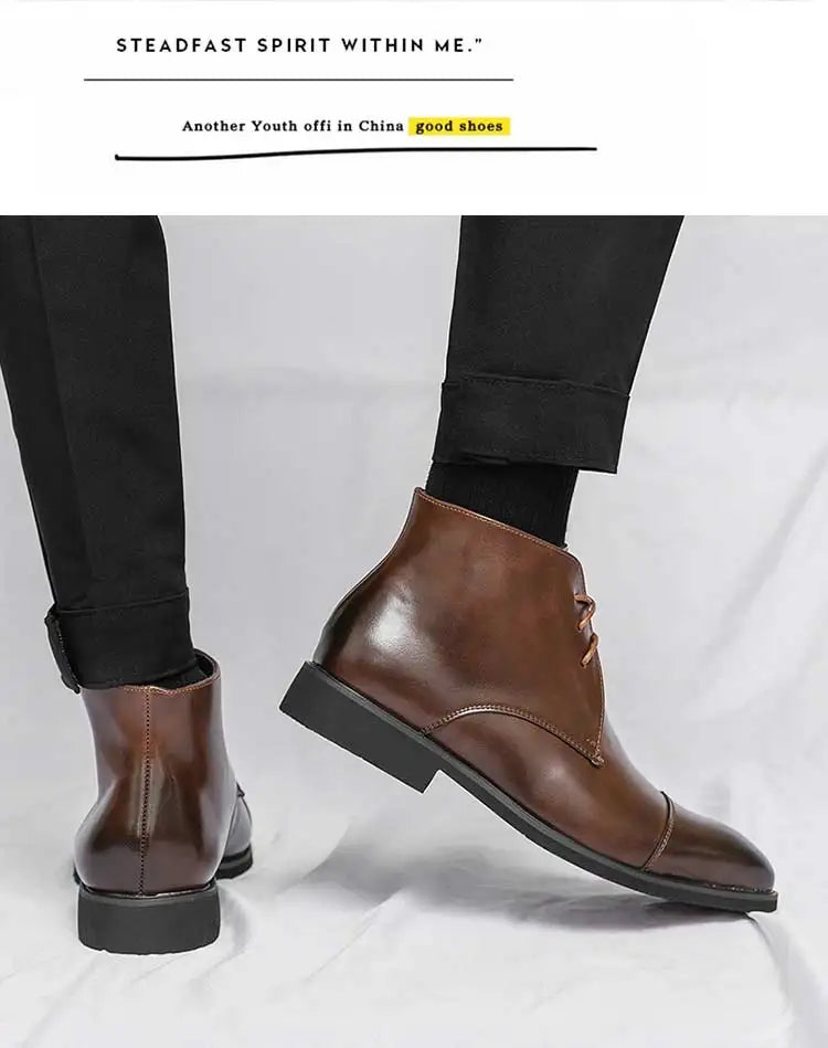 Men Boots Red Sole Handmade Solid Color Lace Up Classic Business Ankle Boots for Men Free Shipping Fashion Mens Shoes