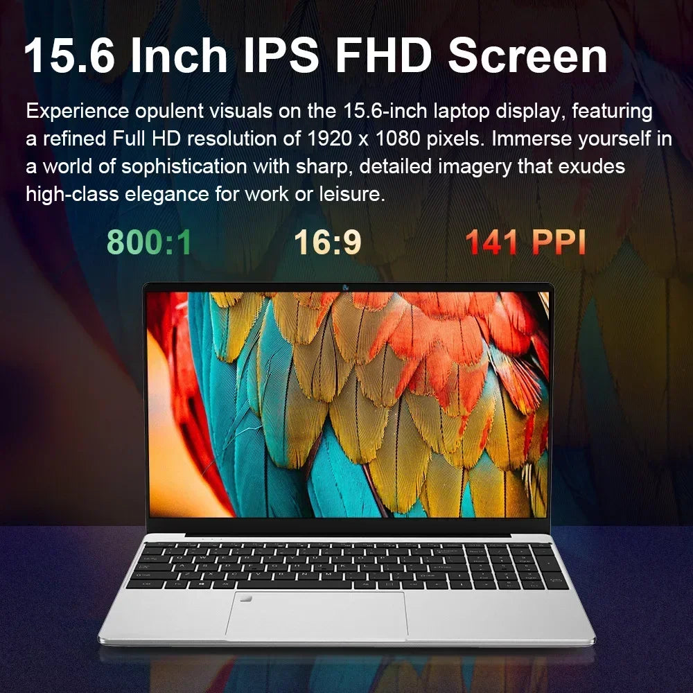 Student Office 15.6'' Eye Protection IPS Laptop 16GB RAM 11th Gen Intel Celeron N5095 Windows 11 Pro 5G WiFi Fast Shipping