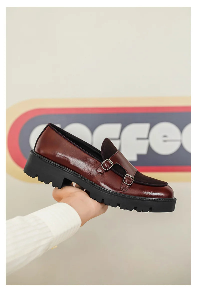 Loafers Men Leather Shoes Thick-soled British Style Black Formal Business Shoes Fashion Luxury Slip-On Casual Shoes Big Size 46