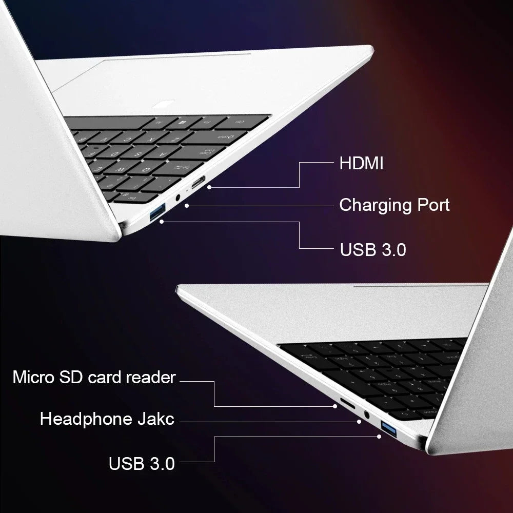 Student Office 15.6'' Eye Protection IPS Laptop 16GB RAM 11th Gen Intel Celeron N5095 Windows 11 Pro 5G WiFi Fast Shipping