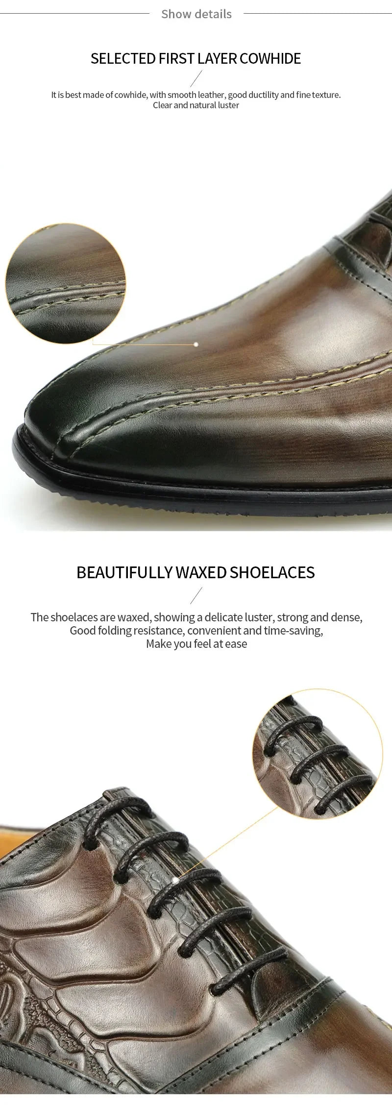 High Quality Genuine Leather Shoe Men Fashion Shoes Oxford Shoes Luxury Men Lace Up Formal Party Business Dress Banquet Shoes