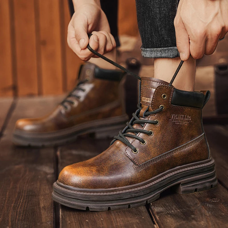 SMVP British casual shoes, high-top leather shoes, man shoes
