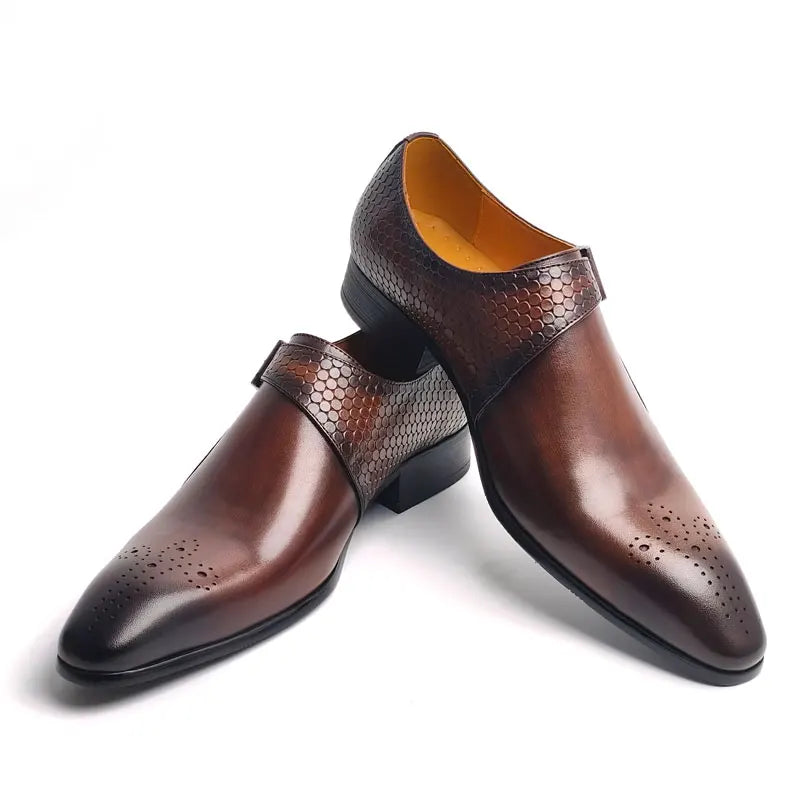 Luxury Men's Leather Shoes Good Quality Leisure Business Fashion Office Shoe Monk Style Dress Wedding Party Genuine Cow Leather