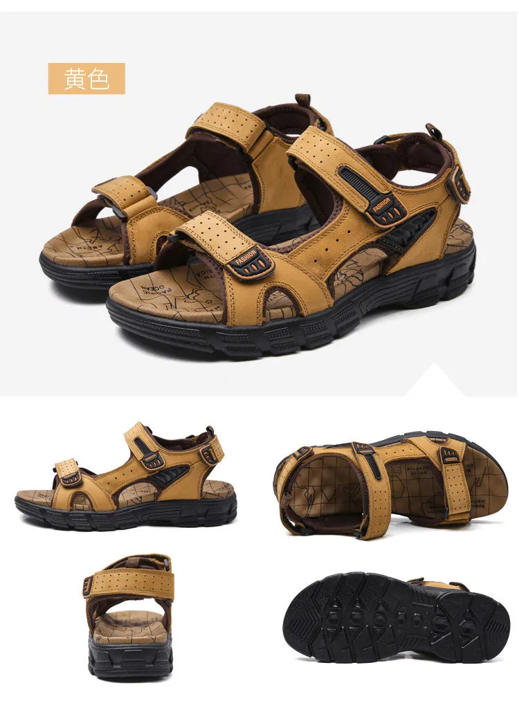 Designers Men's Sandals Luxury Genuine Leather Men's Sandals   High Quality Soft Casual Sandals for Men Beach Hiking Men's Shoes