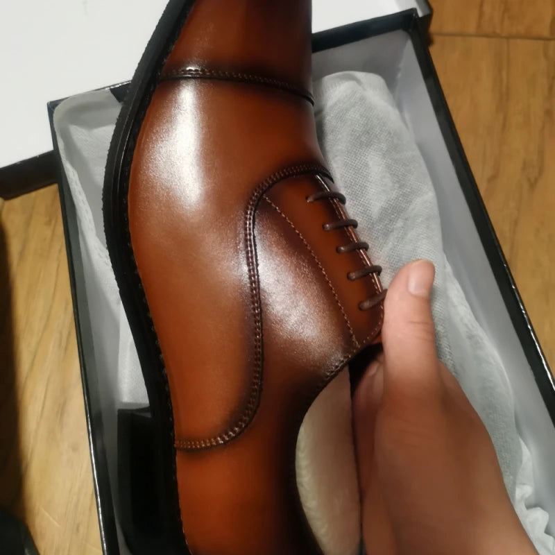 Man Genuine Leather Shoes Rubber Sole Man Business Office Male Dress Leather Wedding Party Shoes Plus 48 Men Italian Shoe
