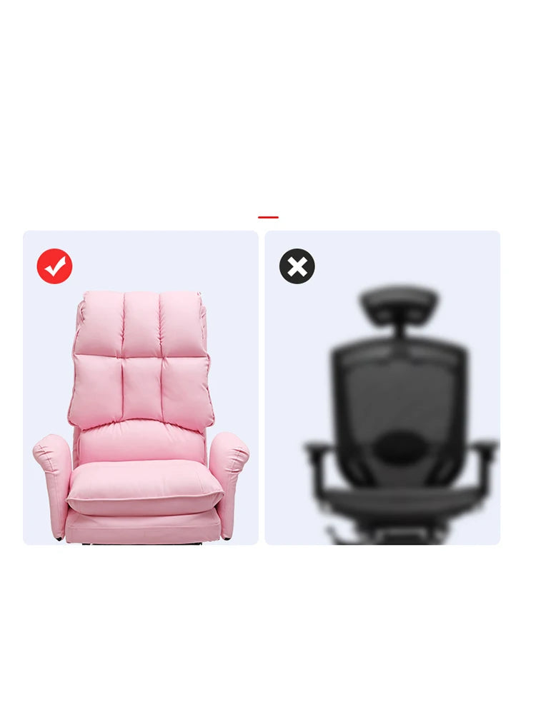 2025 New gaming chair pink office computer chair comfortable soft gamer chair PU Leather chair Rotating recliner with footrest