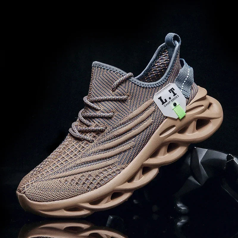 YRZL Mens Sport Shoes Breathable Lightweight Sneakers Outdoor Mesh Black Running Shoes Athletic Jogging Tenis Walking Shoes Man