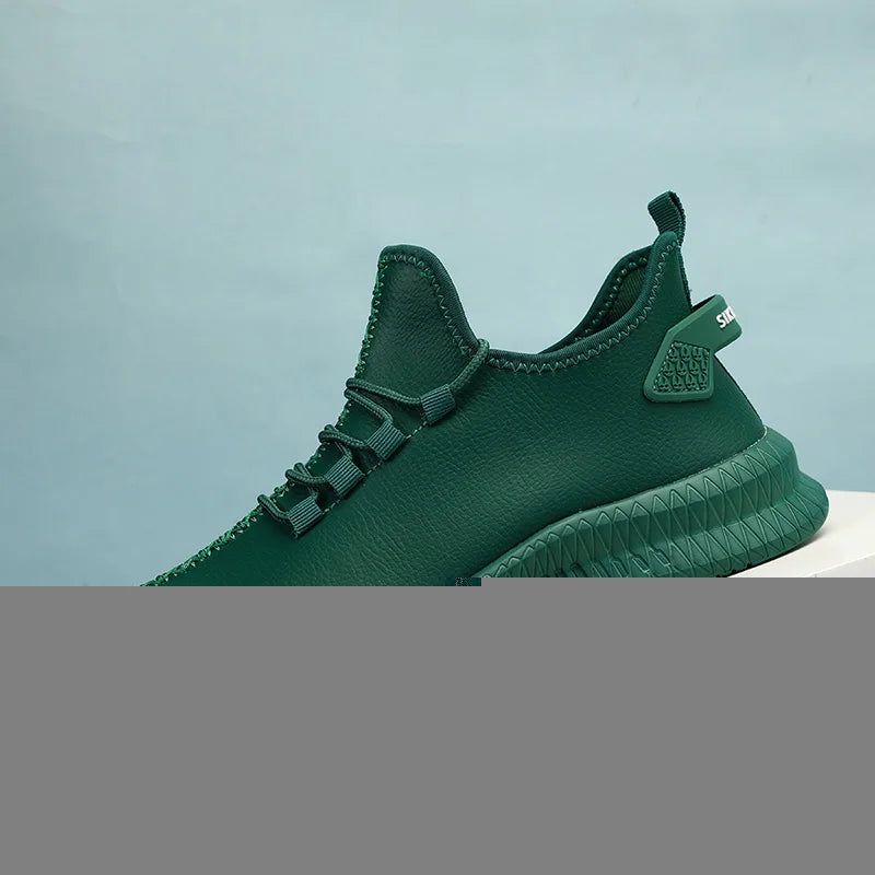 HKDQ New Men Casual Sneakers Waterproof Non Slip Outdoor Sneakers Male Artificial Leather Lace Up Low Top Lightweight Footwear