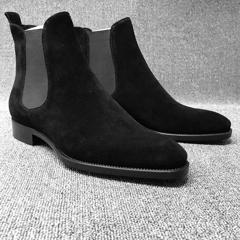 Designer Men Chelsea Boots Luxury Velvet Men's Ankle Boots High Quality Suede Leather Shoes for Men Dress Boots Botas de Hombre