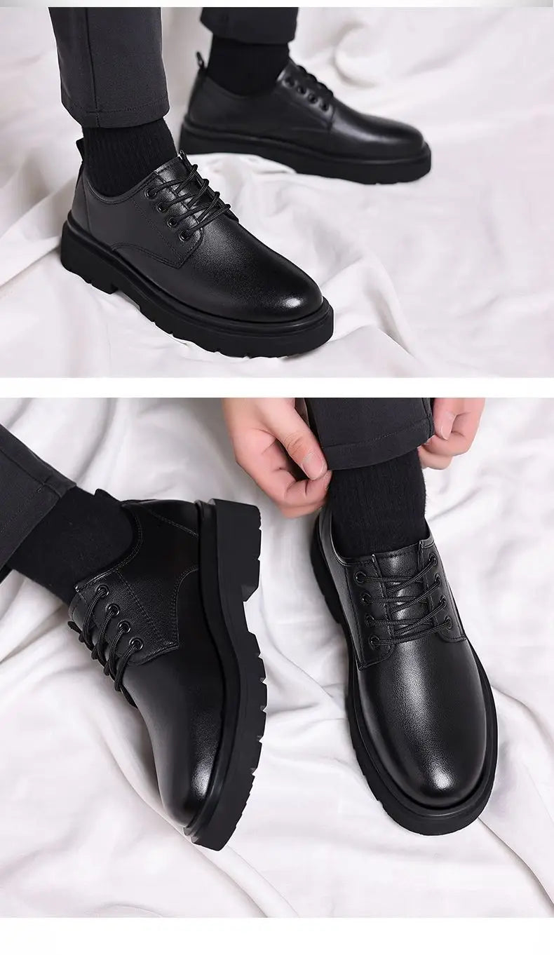 Leather Casual Round Toe Social Shoe Male Black Men's Formal Shoes Business Cheap Clearance Liquidation Clothing 2025 Trend 39