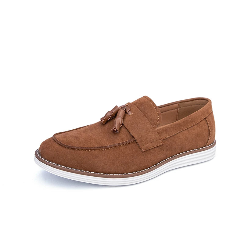 New Fashion Tassel Leather Men Shoes Slip On Loafers Classic Patchwork Suede Dress Shoes Man Daily Wedding Party Shoes for Man