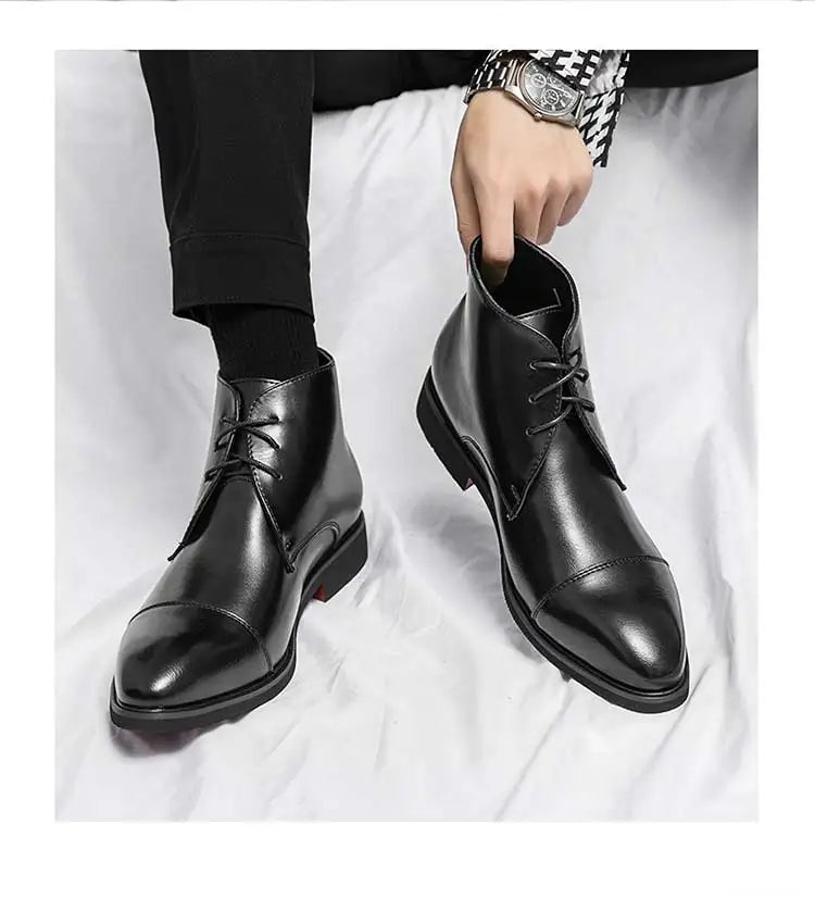 Men Boots Red Sole Handmade Solid Color Lace Up Classic Business Ankle Boots for Men Free Shipping Fashion Mens Shoes