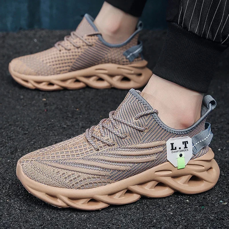 YRZL Mens Sport Shoes Breathable Lightweight Sneakers Outdoor Mesh Black Running Shoes Athletic Jogging Tenis Walking Shoes Man