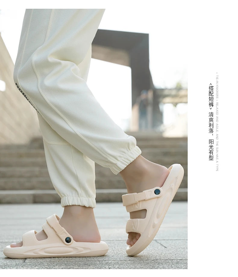 Men's Summer Soft Sole Comfortable Casual Sandals Fashion Simple Lightweight Slippers Outdoor Anti slip Waterproof Beach Shoes