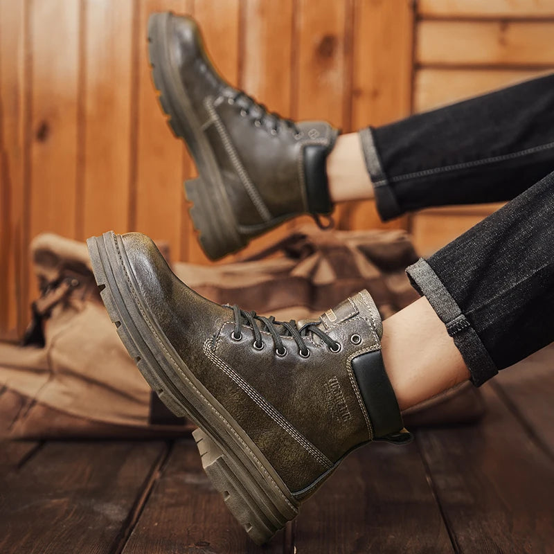 SMVP British casual shoes, high-top leather shoes, man shoes