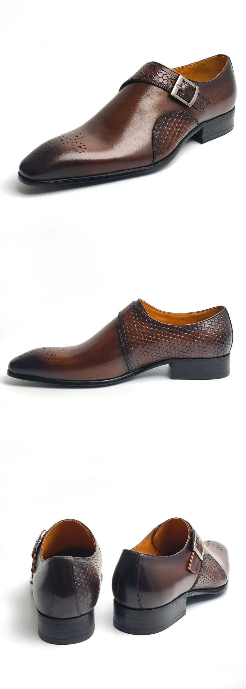 Luxury Men's Leather Shoes Good Quality Leisure Business Fashion Office Shoe Monk Style Dress Wedding Party Genuine Cow Leather