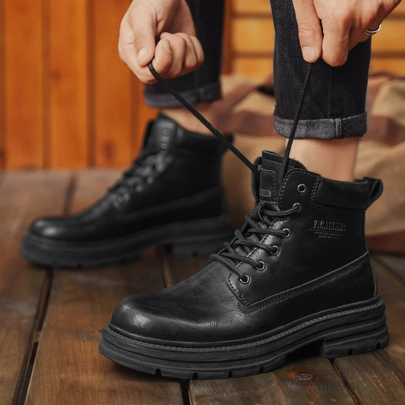SMVP British casual shoes, high-top leather shoes, man shoes