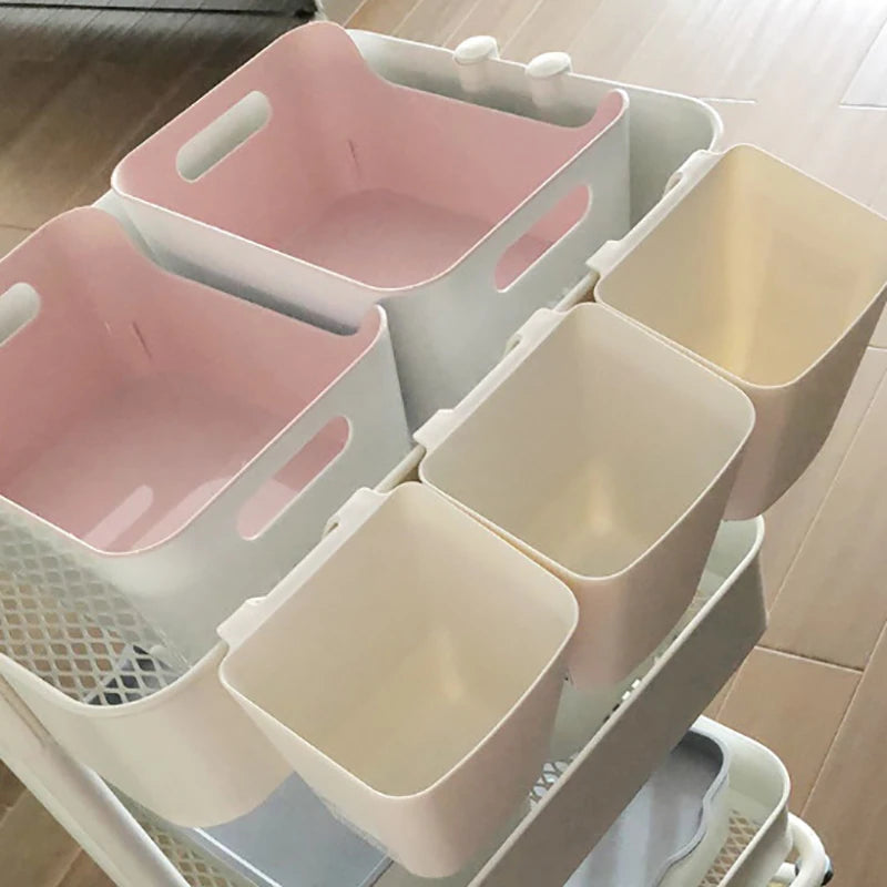 Household Back Hanging Plastic Storage Basket Kitchen Bathroom Mini Organizers Small Things Portable Storage Box Container
