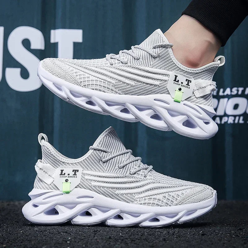 YRZL Mens Sport Shoes Breathable Lightweight Sneakers Outdoor Mesh Black Running Shoes Athletic Jogging Tenis Walking Shoes Man