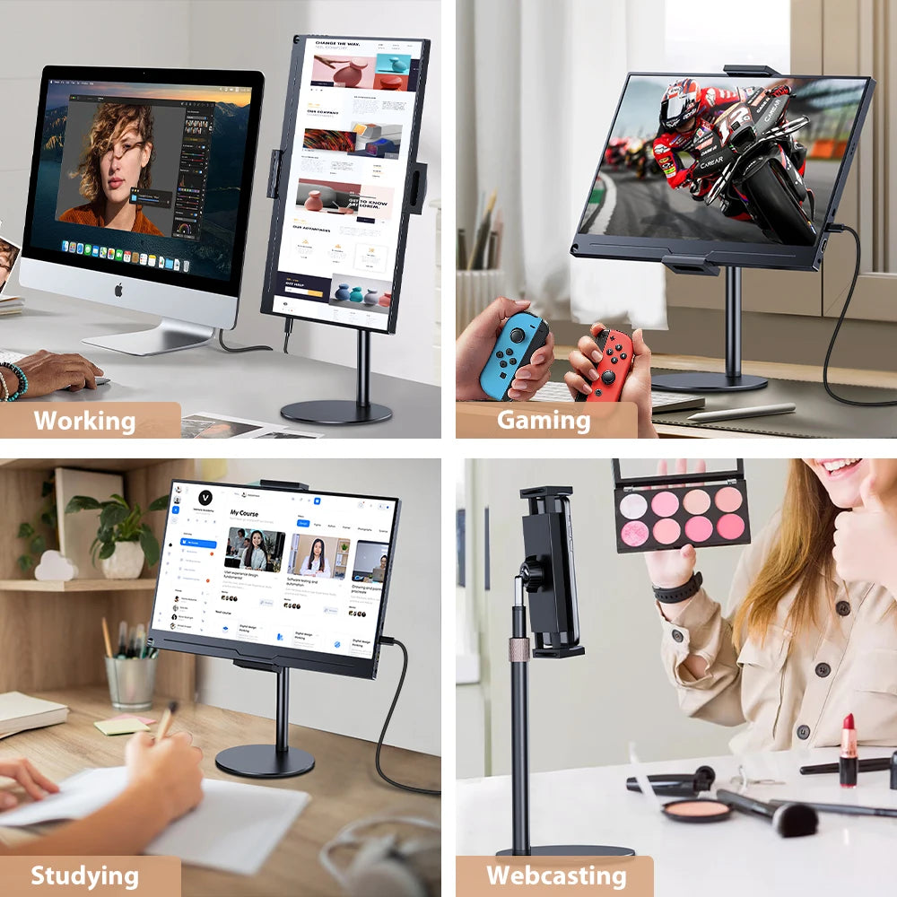 Portable Vesa Monitor Tablet Holder Adjustable Monitor Stand Height Up To 24Cm Standing Tablet Bracket Desk Mount Wider Base