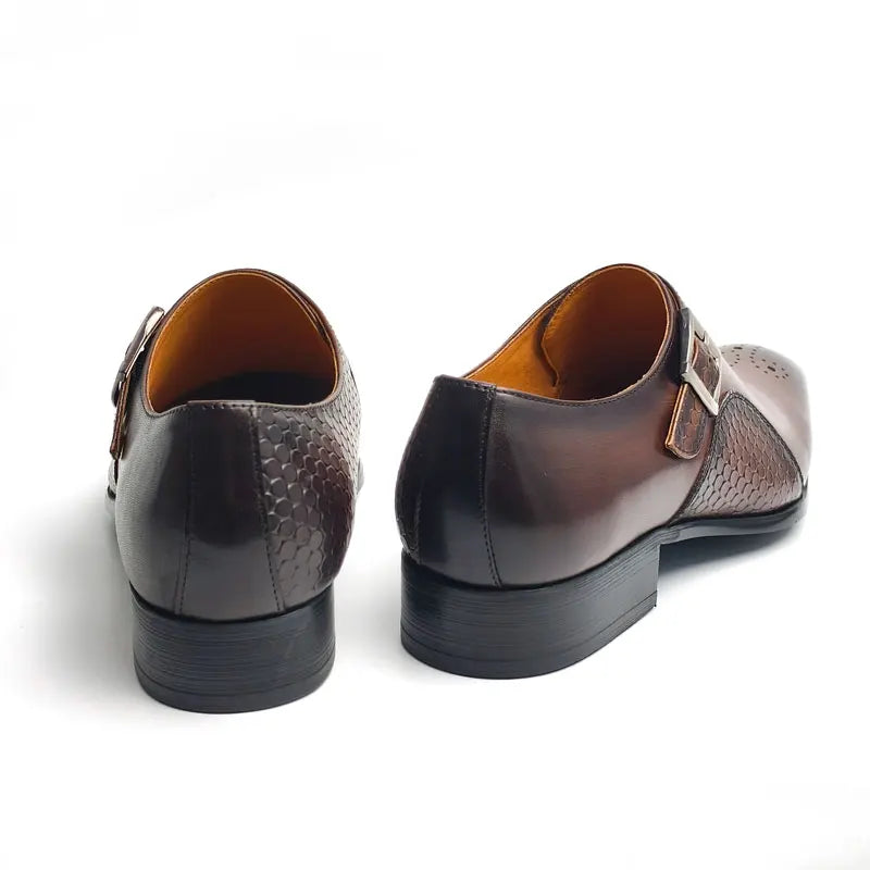 Luxury Men's Leather Shoes Good Quality Leisure Business Fashion Office Shoe Monk Style Dress Wedding Party Genuine Cow Leather