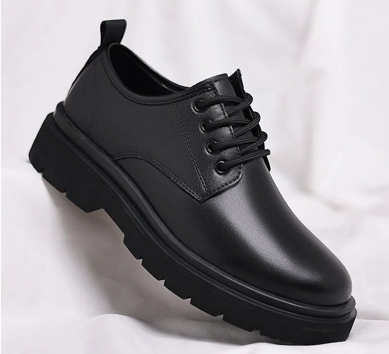 Leather Casual Round Toe Social Shoe Male Black Men's Formal Shoes Business Cheap Clearance Liquidation Clothing 2025 Trend 39