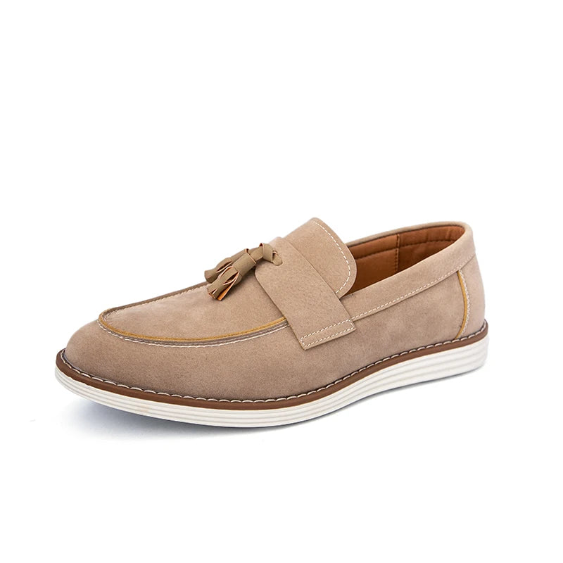 New Fashion Tassel Leather Men Shoes Slip On Loafers Classic Patchwork Suede Dress Shoes Man Daily Wedding Party Shoes for Man