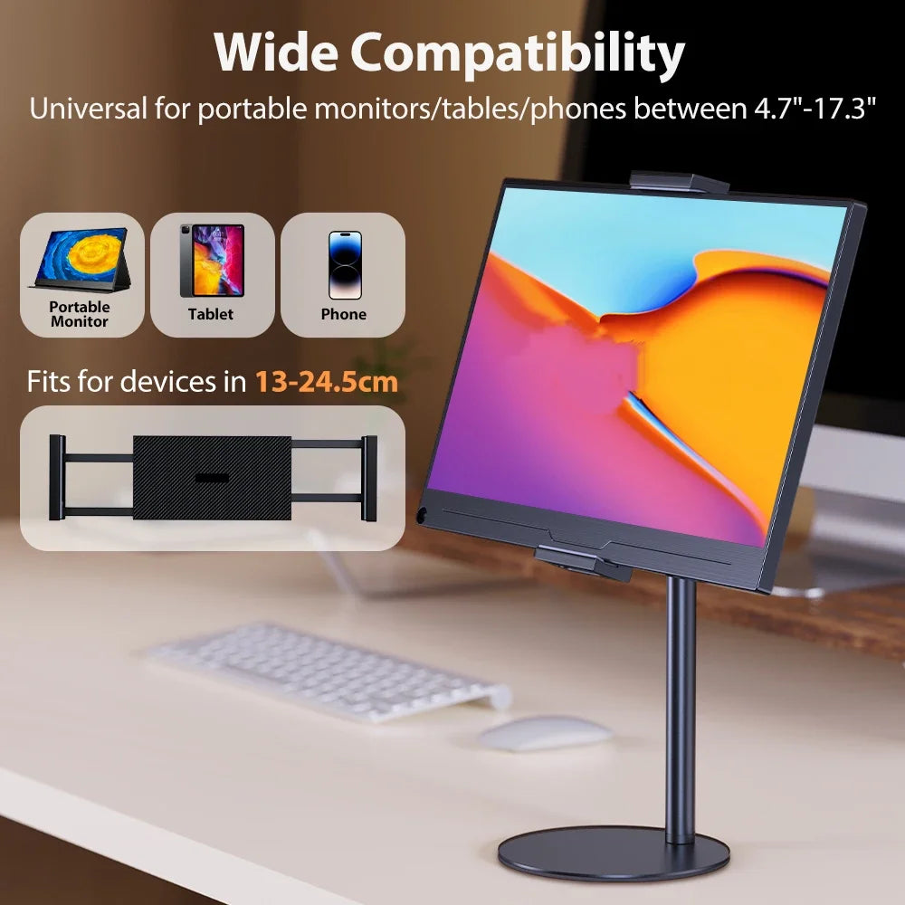 Portable Vesa Monitor Tablet Holder Adjustable Monitor Stand Height Up To 24Cm Standing Tablet Bracket Desk Mount Wider Base