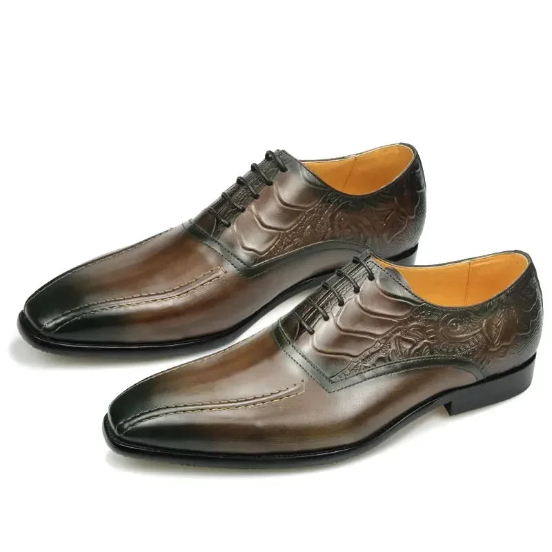 High Quality Genuine Leather Shoe Men Fashion Shoes Oxford Shoes Luxury Men Lace Up Formal Party Business Dress Banquet Shoes