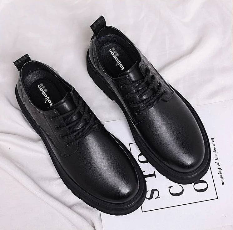 Leather Casual Round Toe Social Shoe Male Black Men's Formal Shoes Business Cheap Clearance Liquidation Clothing 2025 Trend 39