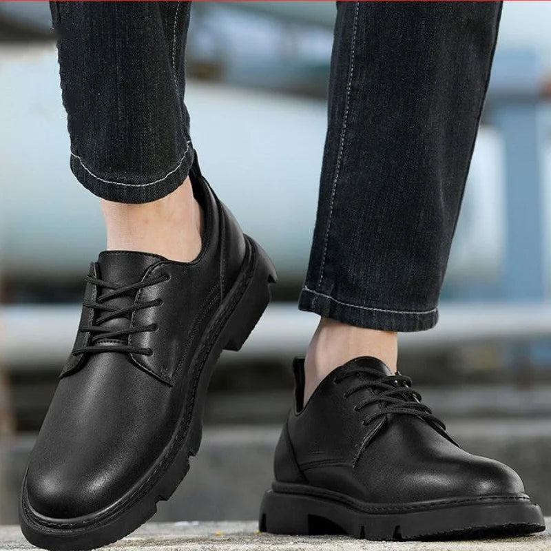 Leather Casual Round Toe Social Shoe Male Black Men's Formal Shoes Business Cheap Clearance Liquidation Clothing 2025 Trend 39