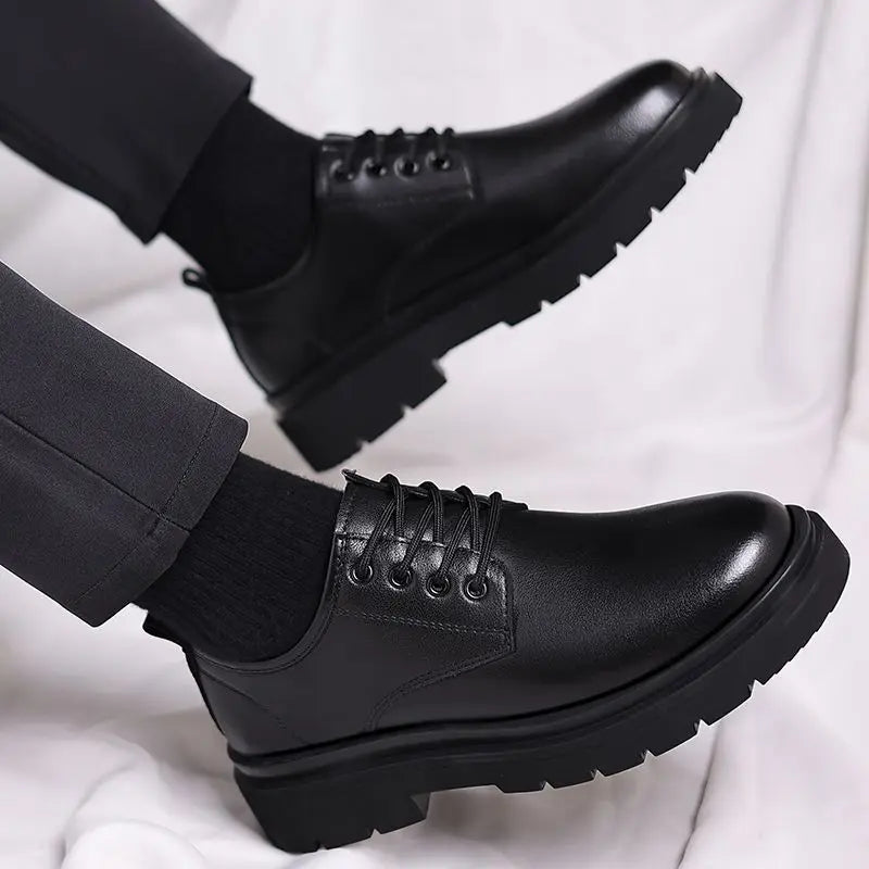 Leather Casual Round Toe Social Shoe Male Black Men's Formal Shoes Business Cheap Clearance Liquidation Clothing 2025 Trend 39
