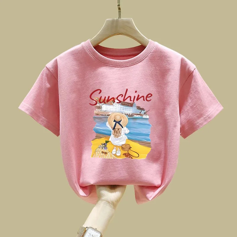 Fashionable Children's and Baby Summer Wear, Summer Cartoon Little Girl T-shirt Tops Are Trendy Kids Clothes