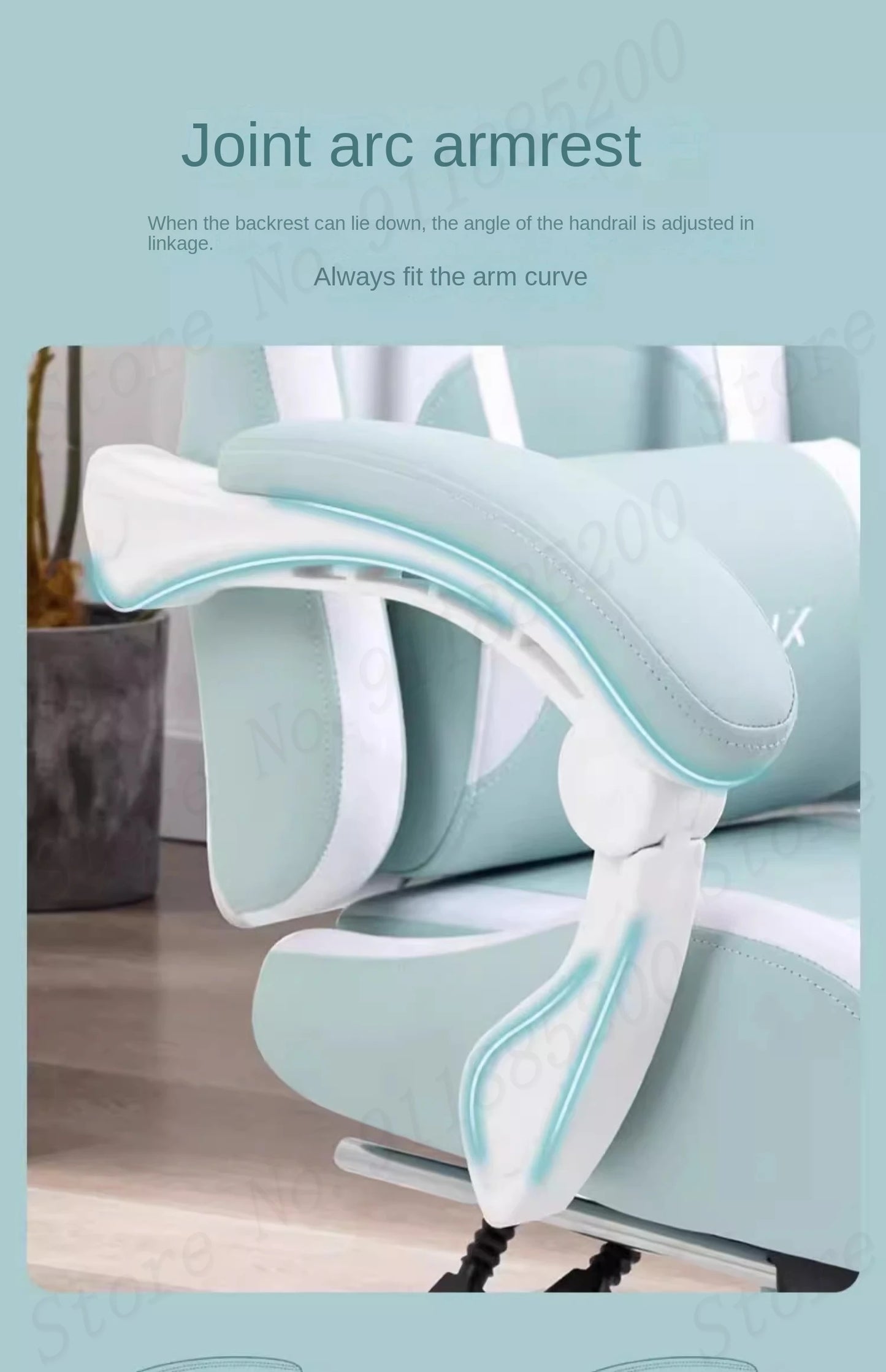 Cat-ear Computer Chair Girls Home Office Gaming Chair Comfortable Back 135° Adjustable Bedroom Student Linkage Armrest Chair